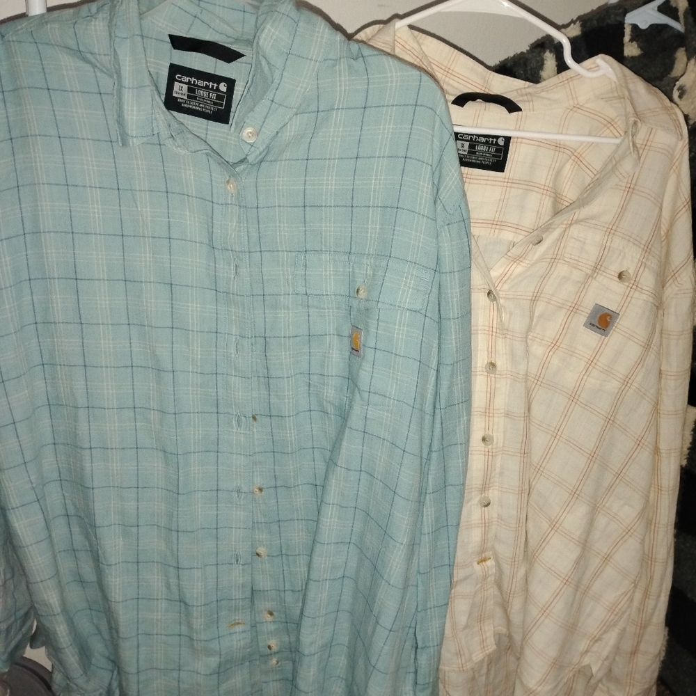 3 Mens New! 2 1X Carhartt And 1 Banana Republic uasual Button Down Shirts - .